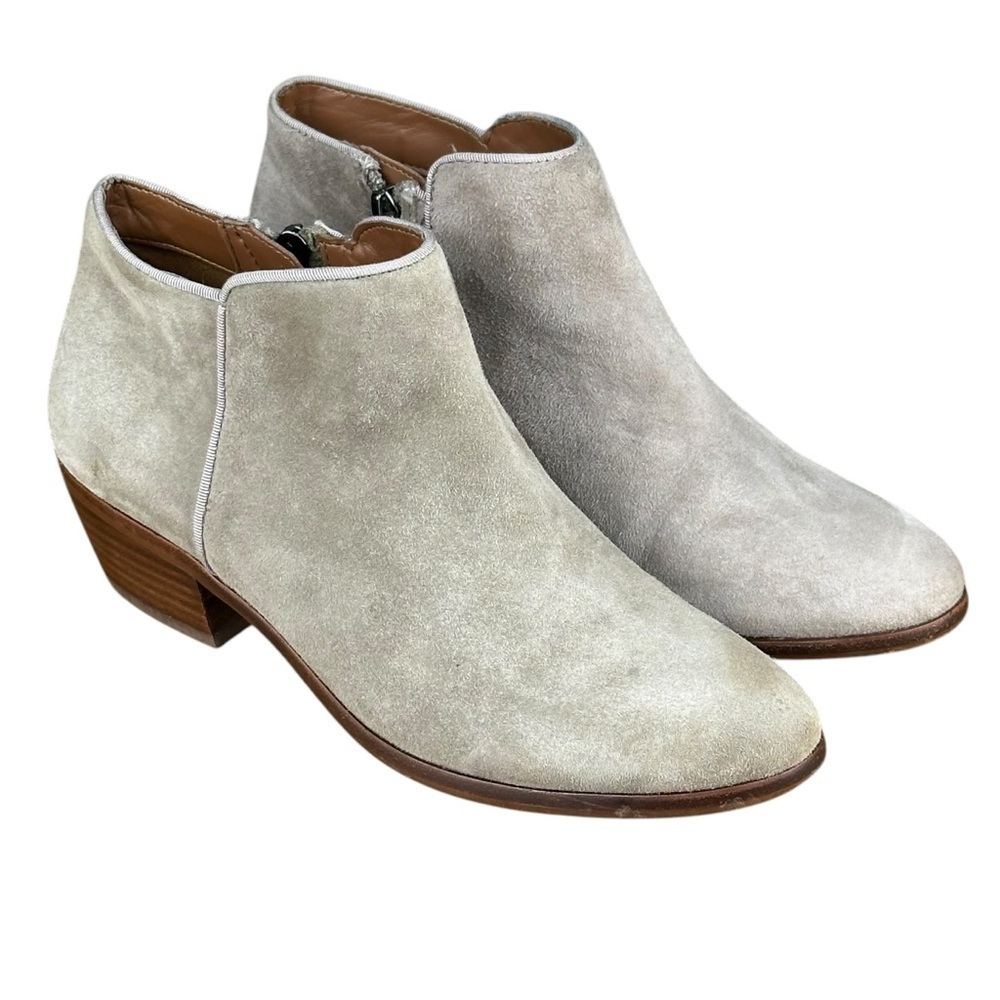 Women's Sam Edelman Petty Zip Up Ankle Boots Booties Shoes Size 7.5 Taupe Suede - Picture 3 of 10